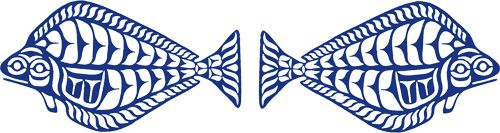 Halibut Pair, Blue Batik Lasercut Applique