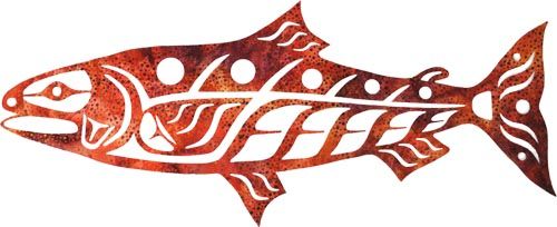 Wild Alaska Salmon, Single Autumn Batik Lasercut Appliqué