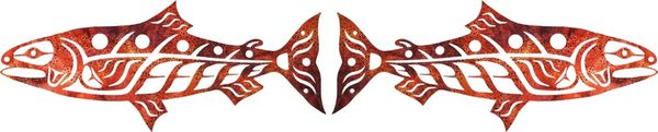 Salmon Laser Cut Applique, Pair, Autumn, 18" x 7 1/2" each