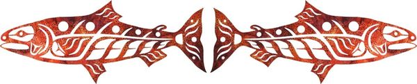 Salmon Laser Cut Applique, Pair, Autumn, 18" x 7 1/2" each