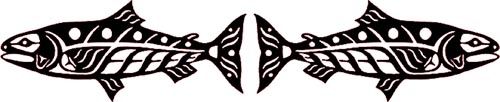 Salmon Pair, Black Batik Lasercut Applique