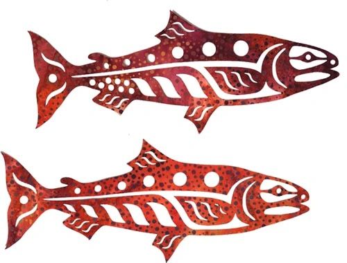 Mini Salmon Autumn Pair Lasercut Applique