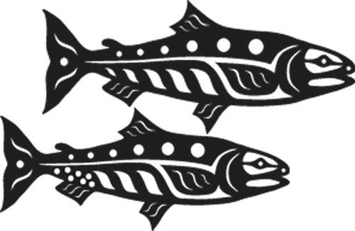 Mini Salmon Pair, Black Batik Lasercut Applique