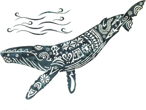 Humpback Whale Lasercut Appliqué, Grey