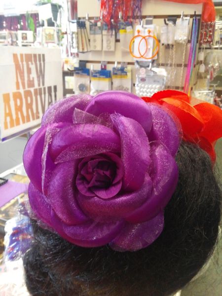 6 inch Purple Satin and Chiffon Flower #2796