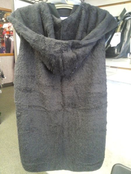 2 Pocket Black Woven Vest with Hood #3501