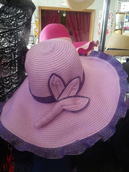 Lavender and Purple Straw Hat #3296
