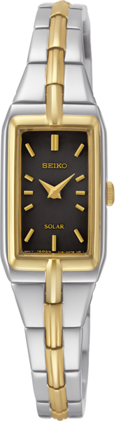 Ladies' Two-Tone Seiko Solar Bracelet Style Rectangular Dial Watch