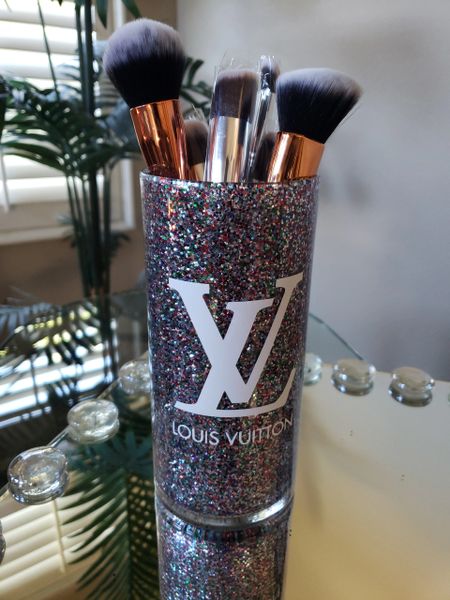 Glitter Glam Louie V Inspired Makeup Brush Holder - Glitter Makeup Holder -  Vanity Decor - Makeup Artist Gift