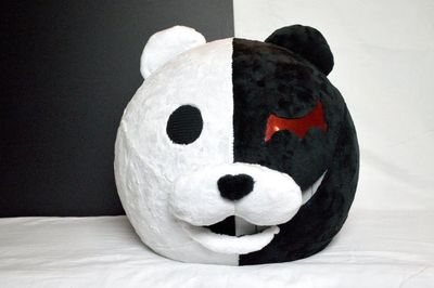 Monokuma costume head. Anime monokuma bear.