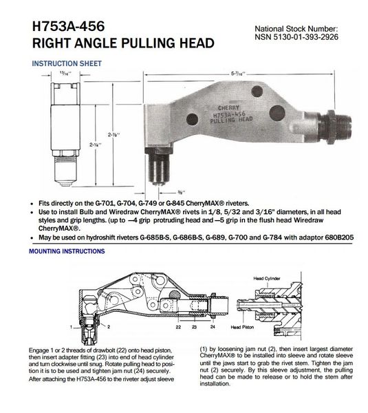 Cherry CherryMAX Right Angle Pulling Head H753A-456 | Aero Tool