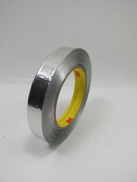 3M 425 Aluminum Foil Tape, 4.6 mil, 1/2 x 60 yds., Silver, 72/Case