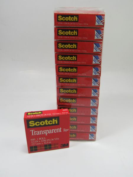 Scotch Transparent Tape, 1/2 in x 1296 in (600)