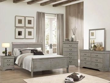 Louis sleigh bedroom set in gray finish