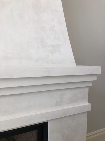lime plaster, fireplace plaster finish, plastering, fireplace with white plaster, pure and original 