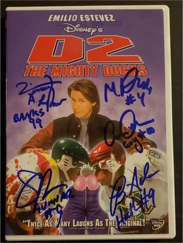 D2: The Mighty Ducks Jersey Signed by (4) With Elden Henson, Matt Doherty,  Brandon Adams, Garette Ratliff Henson (JSA COA)