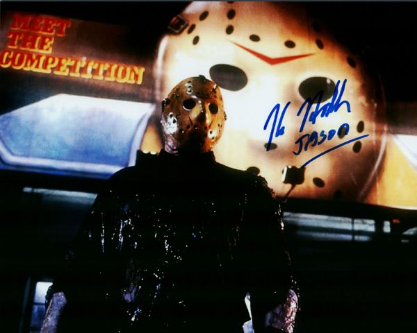 Kane Hodder autographed 8x10, Friday the 13th Part VIII, in blue