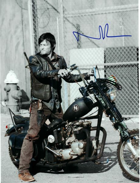 Norman Reedus autograph 8x10, The Walking Dead, with bike