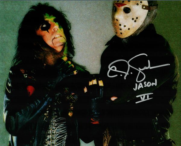 CJ Graham autograph 8x10, Friday the 13th part VI, with Alice Cooper