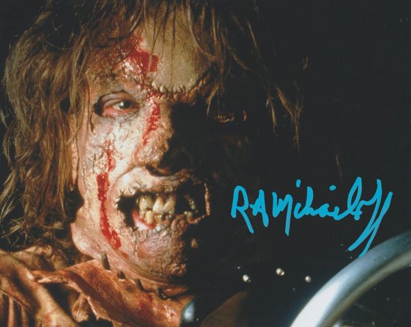 R.A. Mihailoff autograph 8x10, Leatherface headshot