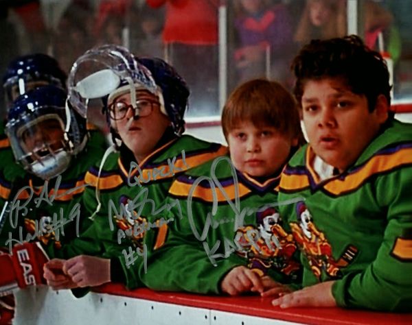 Brandon Adams/Matt Doherty/Aaron Schwartz autograph 8x10, The Mighty Ducks, Quack!