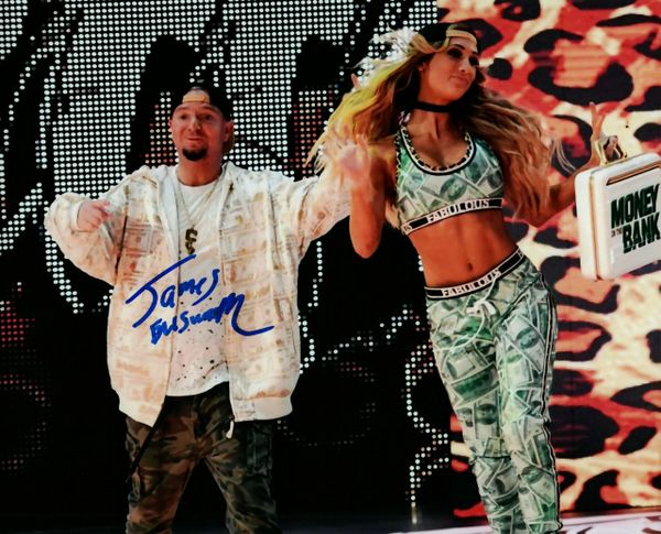 James Ellsworth autograph 8x10, w/ Carmella, Money In The Bank