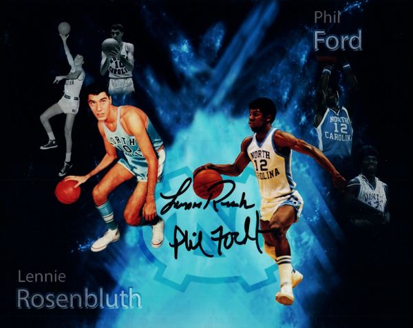 Phil Ford/Lennie Rosenbluth autograph 8x10, UNC Tar Heels