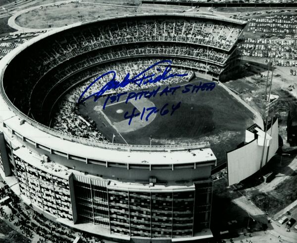 Jack Fisher autograph 8x10, New York Mets, 1st Pitch inscription
