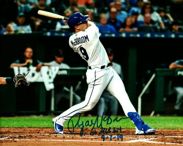 Ryan McBroom autograph 8x10, Kansas City Royals, 1st hit inscription