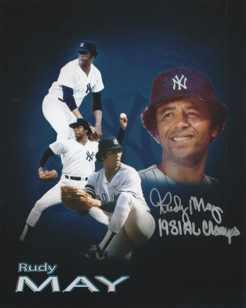 Rudy May autograph 8x10, New York Yankees, 1981 AL Champs