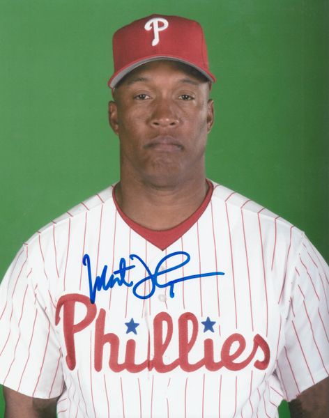 Milt Thompson autograph 8x10, Philadelphia Phillies