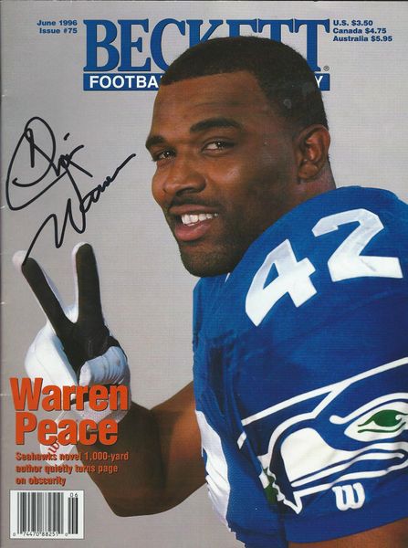 Chris Warren autograph Jun 1996 Beckett Magazine, Seahawks