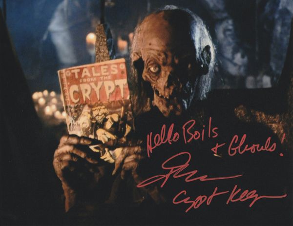 John Kassir autograph 8x10, Tales From The Crypt, 2 inscriptions