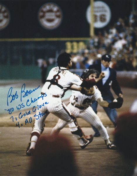 Bob Boone autograph 8x10, Philadelphia Phillies, 3 inscriptions