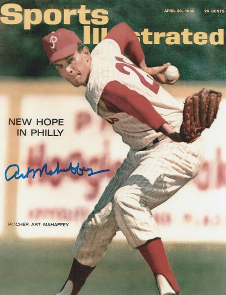 Art Mahaffey autograph 8x10, Philadelphia Phillies, SI cover