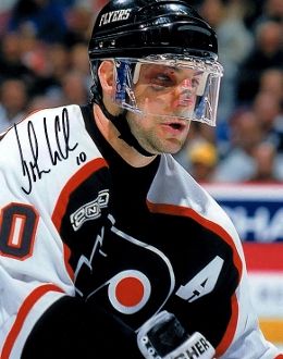 John LeClair Autographed Philadelphia Flyers 8X10 Photo (Shot)