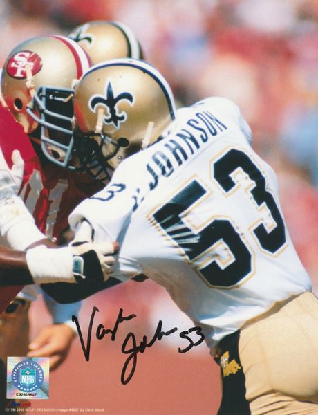 Vaughan Johnson autograph 8x10, New Orleans Saints