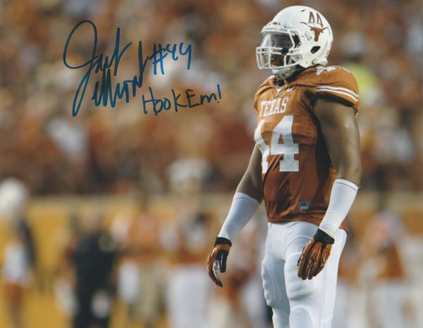 Jackson Jeffcoat, autographed 8x10, The University of Texas, Hook Em inscription