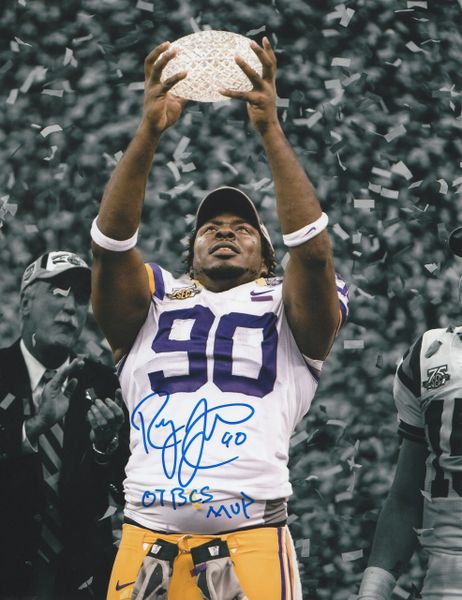 Ricky Jean-Francois autograph 8x10 spotlight, LSU Tigers, 07 BCS MVP