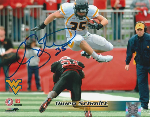 Owen Schmitt autograph 8x10, West Virginia Mountaineers