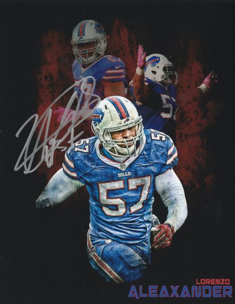 Lorenzo Alexander autograph custom 8x10, Buffalo Bills
