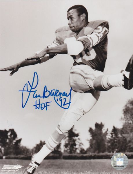 Lem Barney autograph 8x10, Detroit Lions, HOF '92