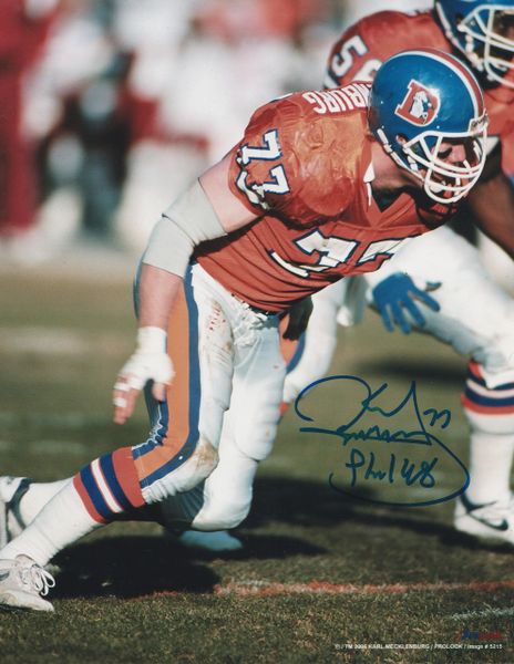 Karl Mecklenburg autograph 8x10, Denver Broncos, Phil 14:8