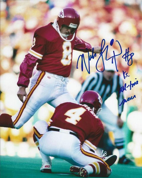 Nick Lowery autograph 8x10, Kansas City Chiefs; cool inscript
