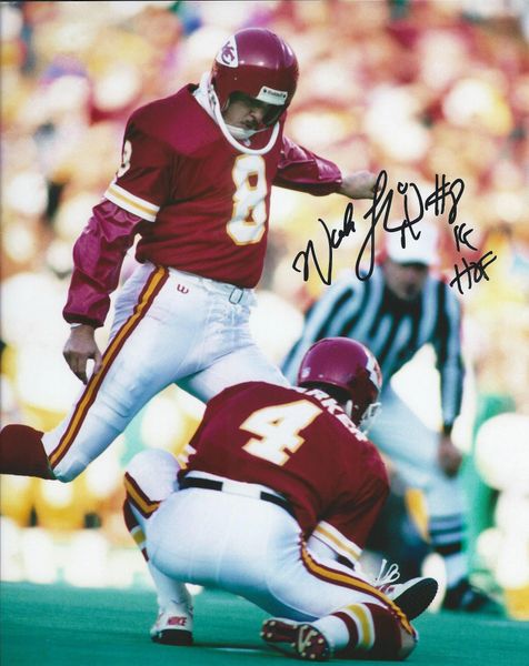 Nick Lowery autograph 8x10, Kansas City Chiefs; KC HOF