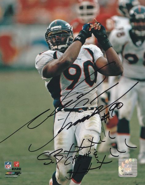 Neil Smith autograph 8x10, Denver Broncos, SB Champs inscription