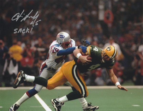 Otis Smith autograph 8x10, New England Patriots, Sack!