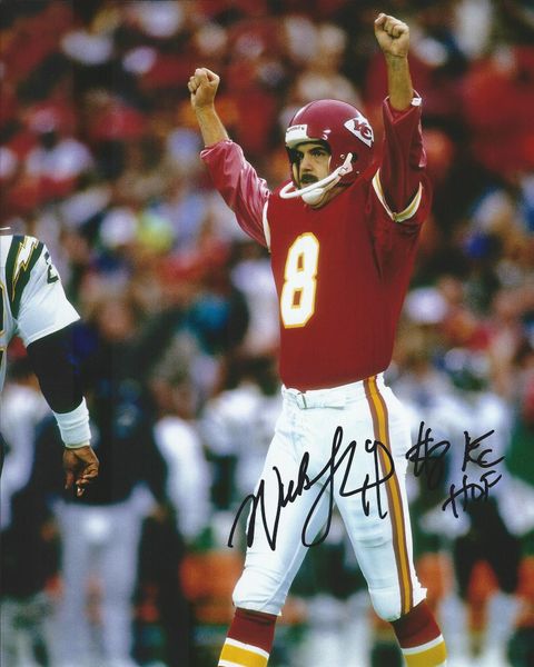 Nick Lowery autograph 8x10, Kansas City Chiefs; KC HOF