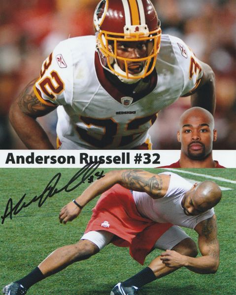 Anderson Russell autograph 8x10, Washington Redskins