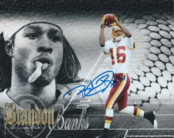 Brandon Banks autograph custom 8x10, Washington Redskins